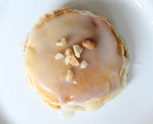 Banana Macadamia Nut Pancakes with Coconut Syrup
